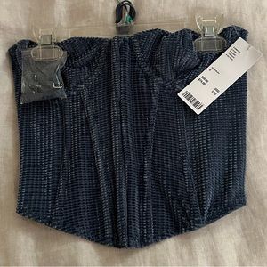 Urban Outfitters Denim Blue Velvet Corset Top